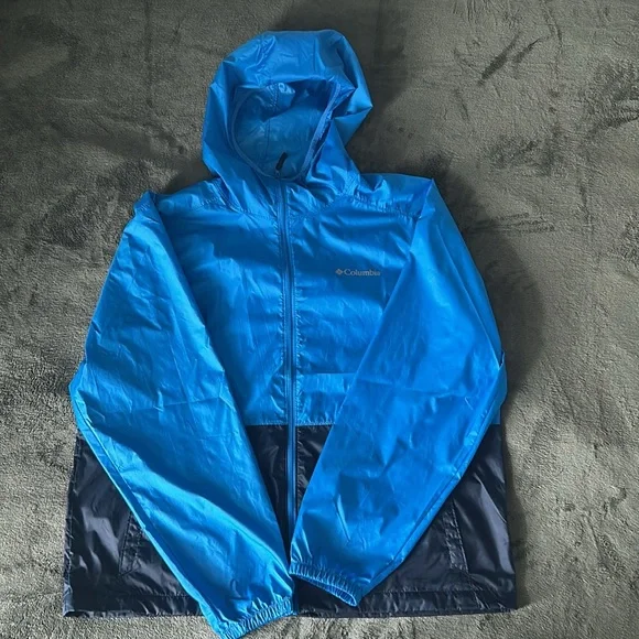 NWOT Columbia Men's Jacket Center Ridge Windbreaker Hooded Size XL Blue/Navy - Picture 9 of 13
